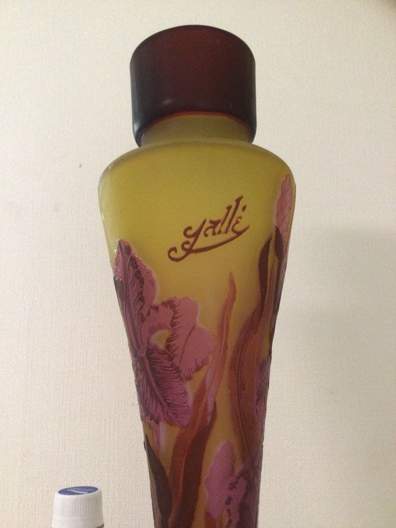 EmileGalle エミールガレ 花細密彫刻 ランプべース 高さ41cm