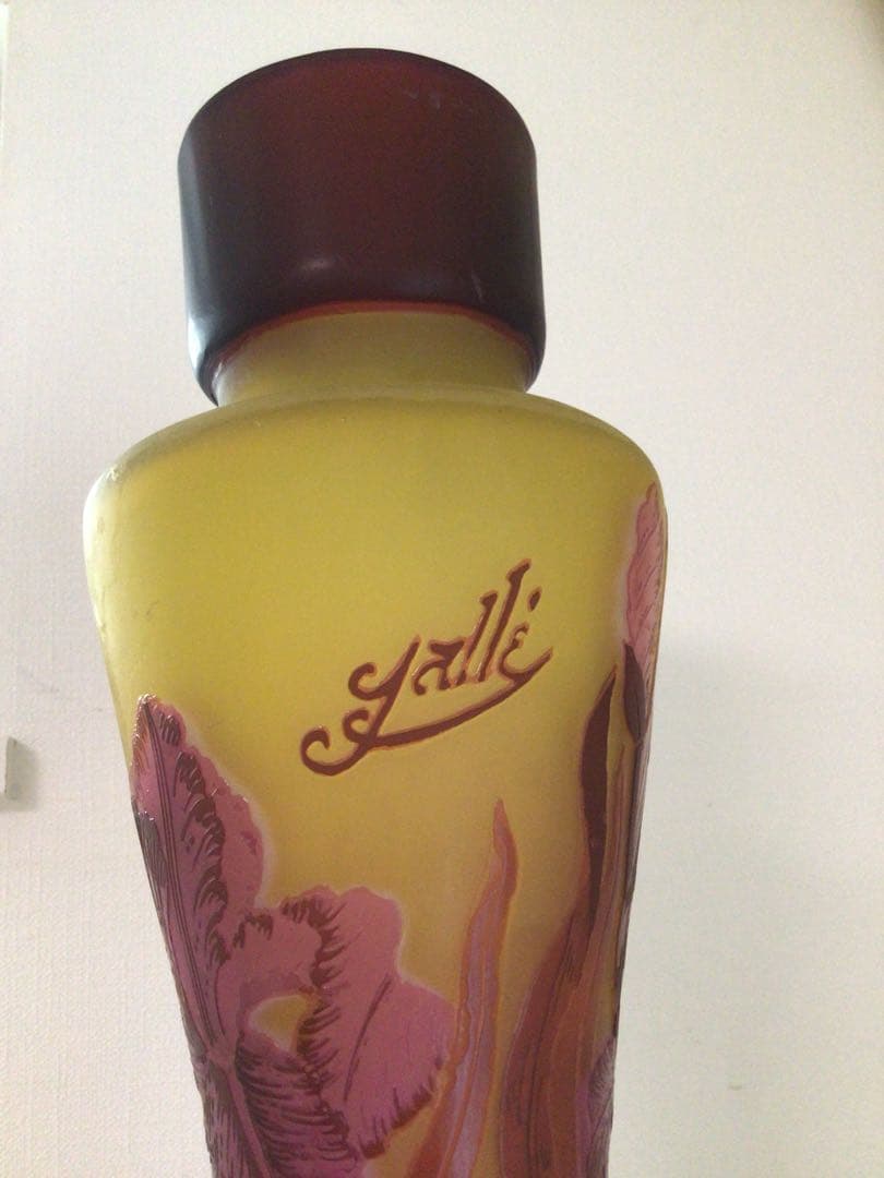 EmileGalle エミールガレ 花細密彫刻 ランプべース 高さ41cm