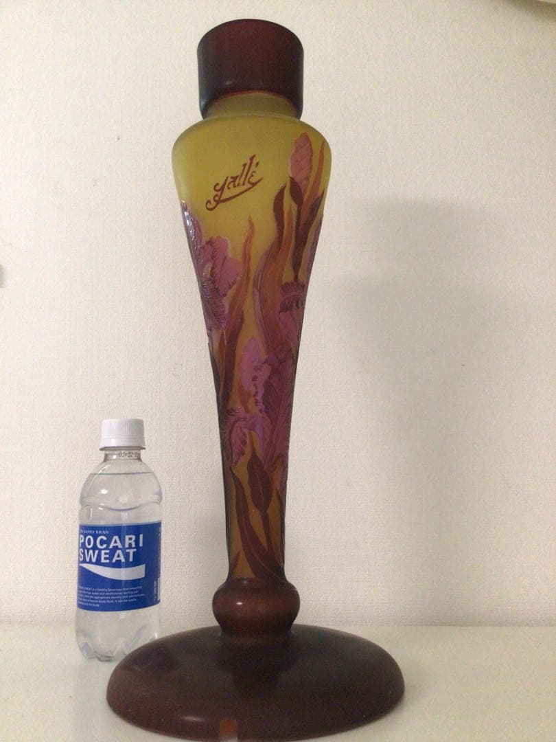 EmileGalle エミールガレ 花細密彫刻 ランプべース 高さ41cm