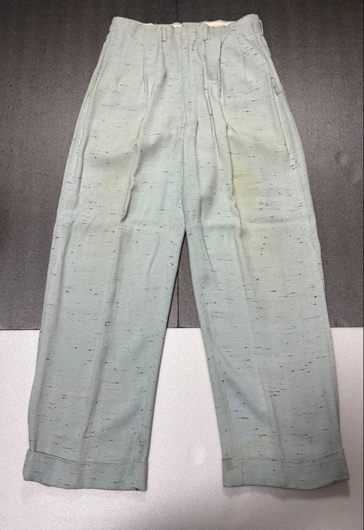 50s ミントグリーンスラックス ヴィンテージ ネップ カスリ 40s 60s