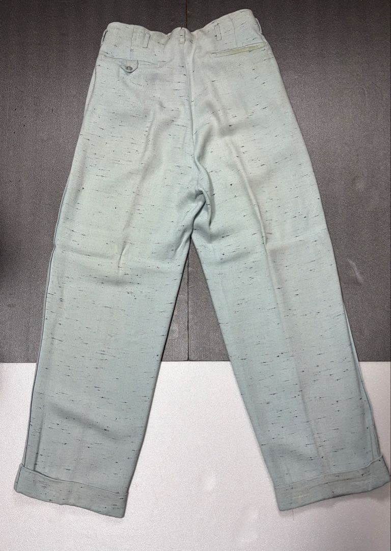 50s ミントグリーンスラックス ヴィンテージ ネップ カスリ 40s 60s