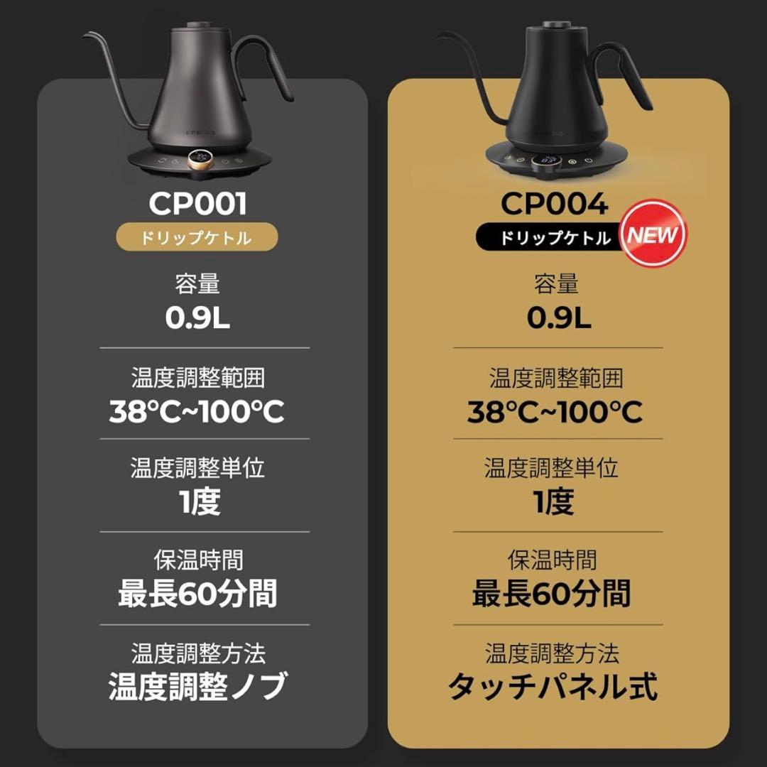 最新式 Epeios（エペイオス）電気ケトル 0.9L｜1℃単位で温度調整