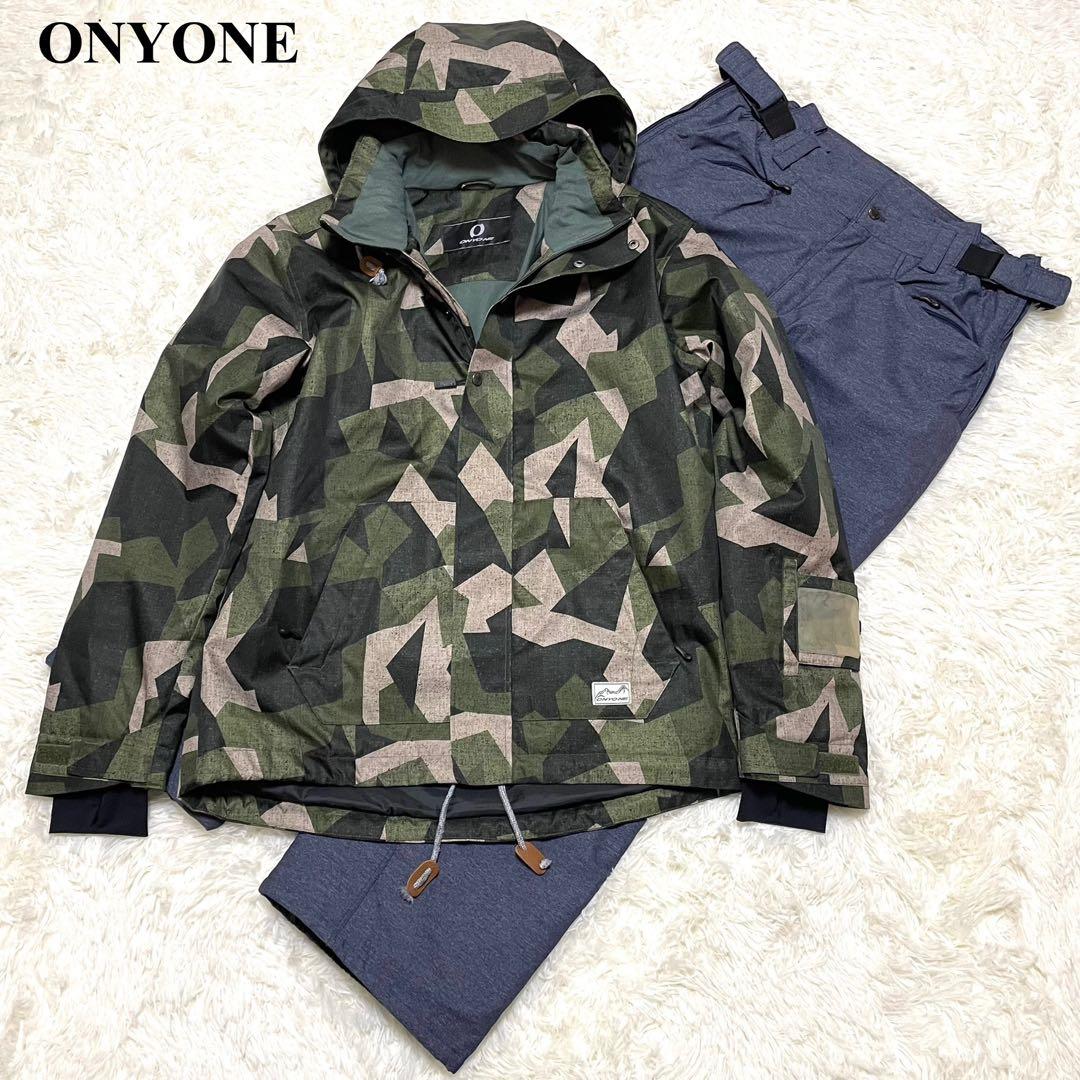 【美品】 オンヨネ 迷彩スキーウェア 上下 中綿 メンズ 2L 180cm