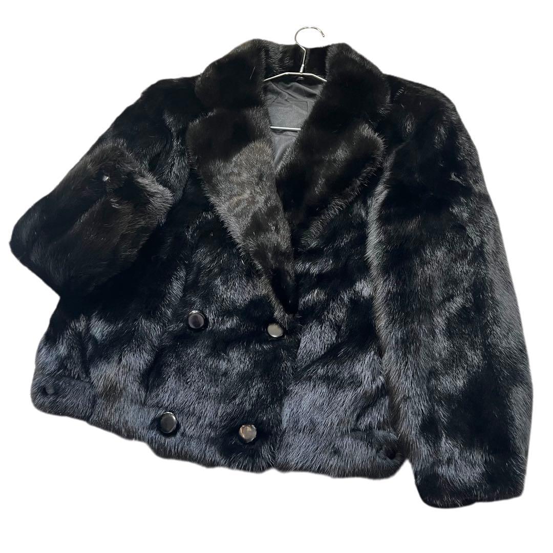 グラマミンク ショート丈 ダブルブレスト サガミンク リアルファーコート