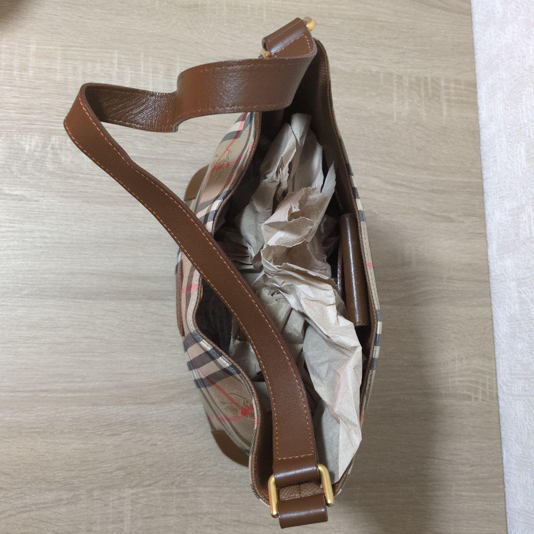 希少　月桂樹ロゴ　バーバリーキャンバスショルダーバッグノバチェックシャドーホース