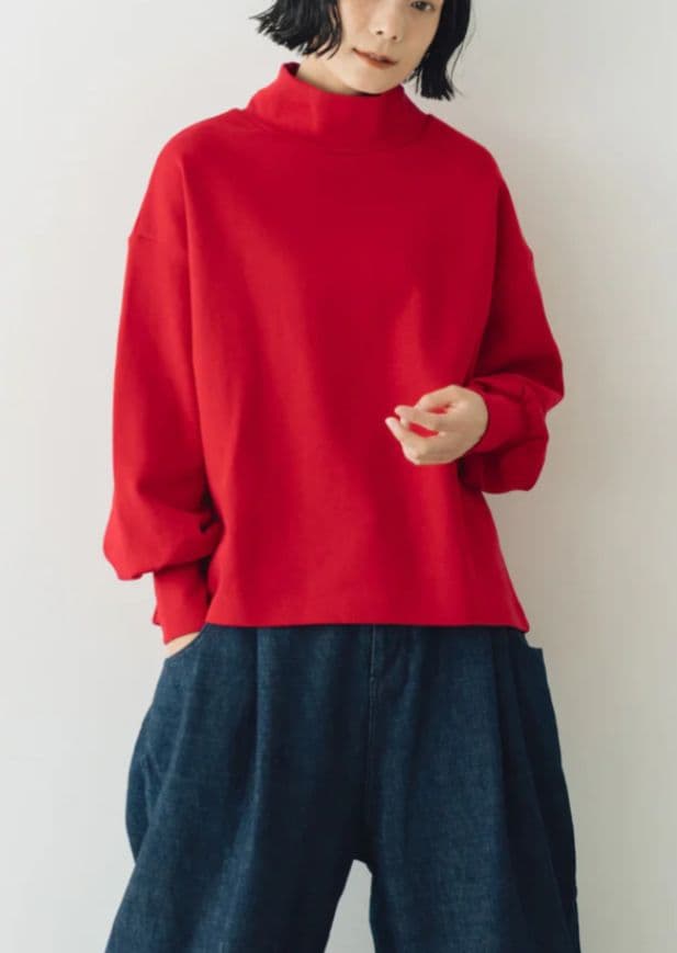 くらすこと+to 大人の定番ハイネック レッド 赤 2025今期