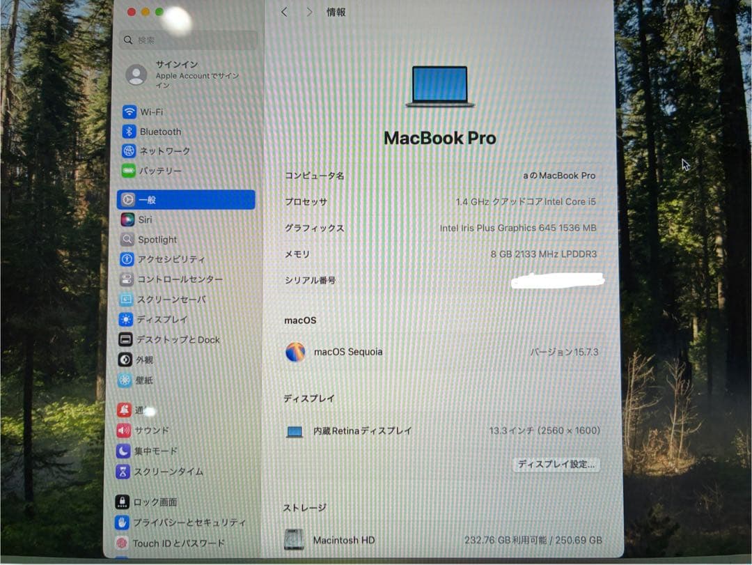 【美品】MacBook Pro 13.3インチ 2019 8GB 256GB