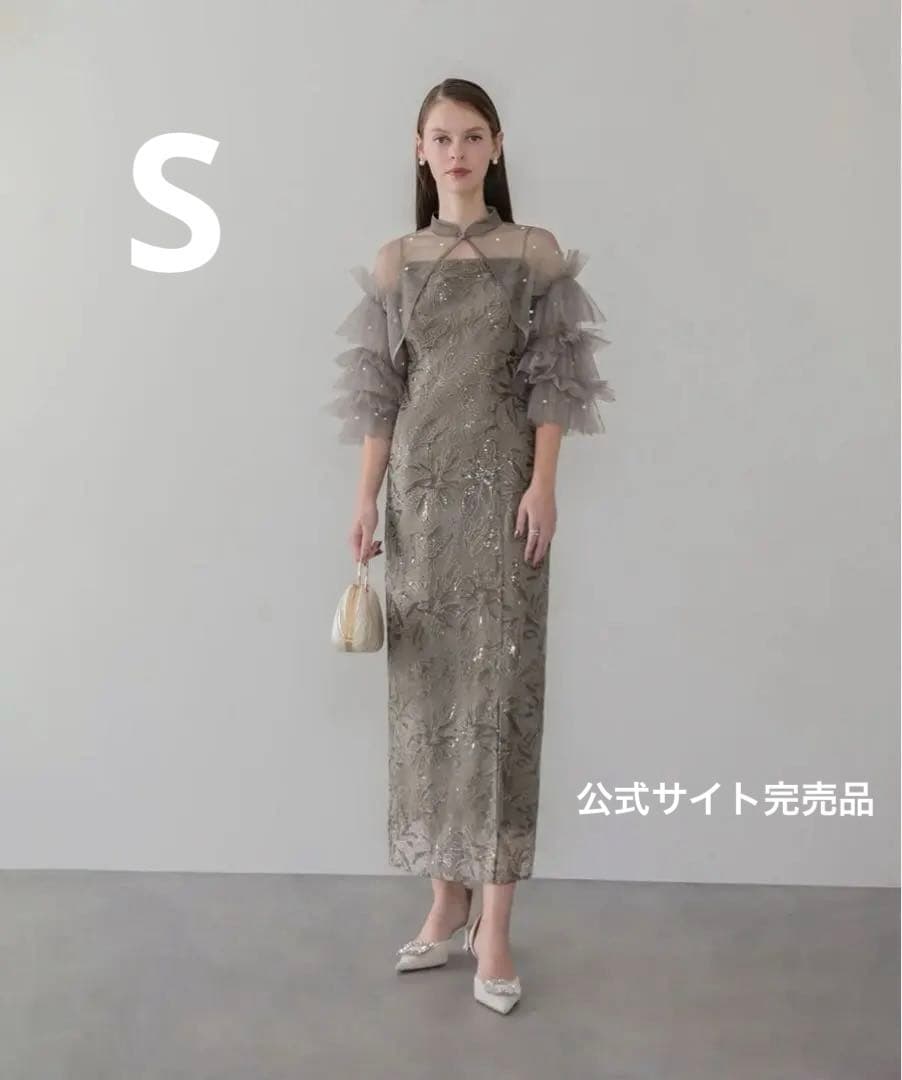 【完売品】 LejaパールフリルチュールボレロレイヤードIラインワンピースドレス