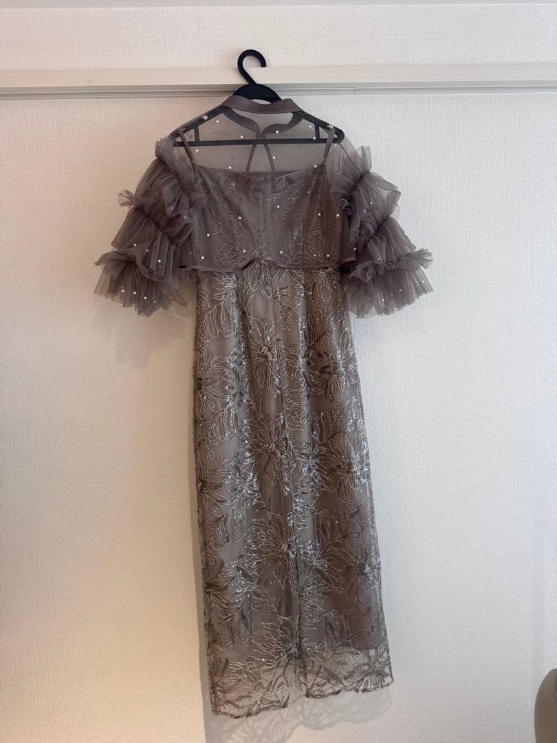 【完売品】 LejaパールフリルチュールボレロレイヤードIラインワンピースドレス