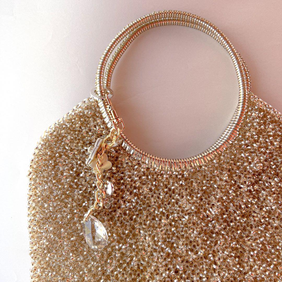 【美品】ANTEPRIMA　ワイヤーバッグ　ハンドバッグ　ゴールド　チャーム