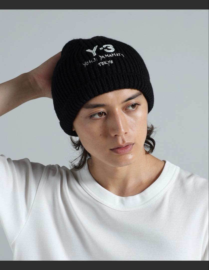 Y-3 ブラック ビーニー ニット帽　2025