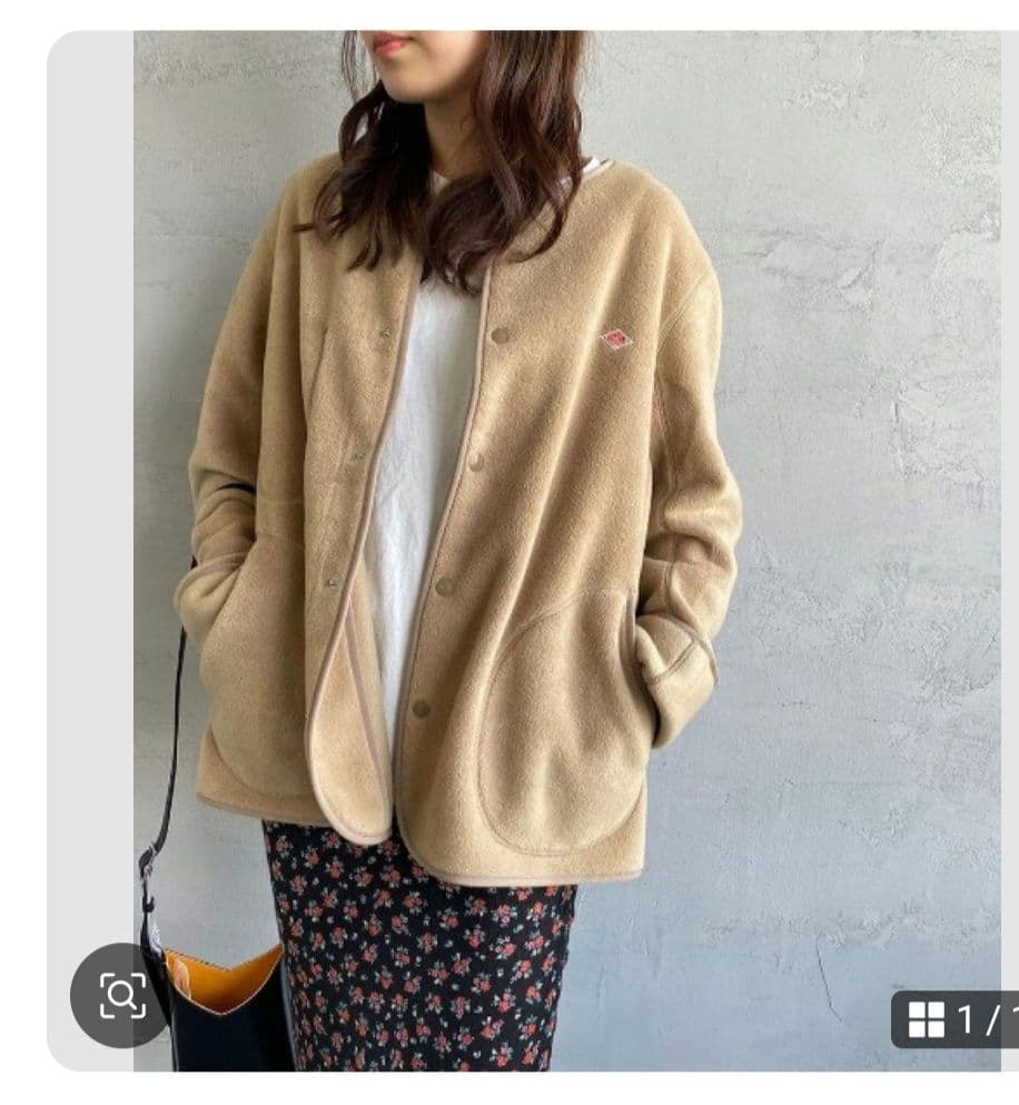 美品DANTONダントンノーカラーフリースカーディガンジャケット レディース