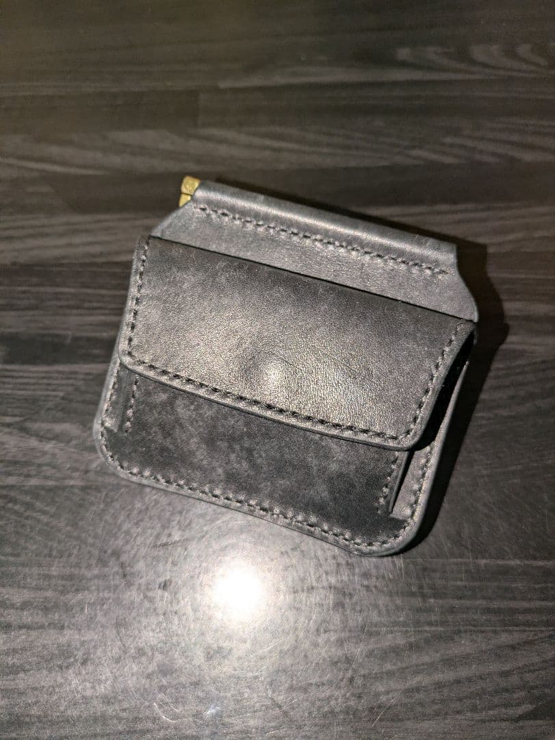 イタリアンレザー マネークリップ式 コンパクトウォレット 総手縫い ハンドメイド