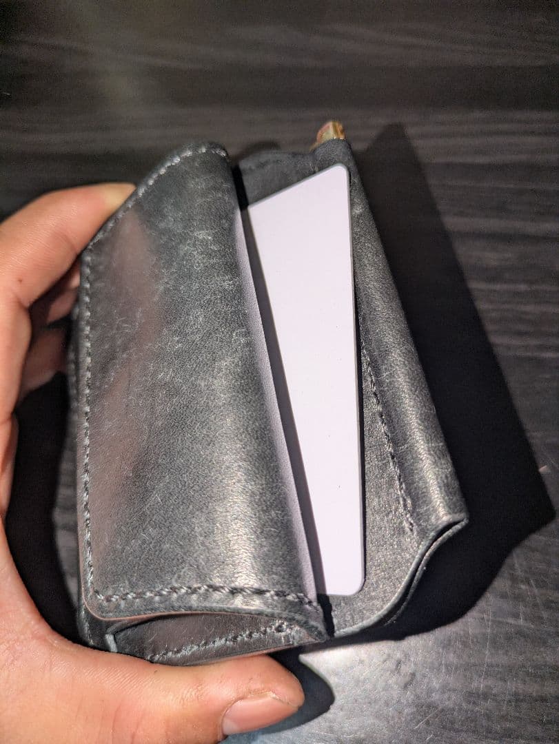 イタリアンレザー マネークリップ式 コンパクトウォレット 総手縫い ハンドメイド