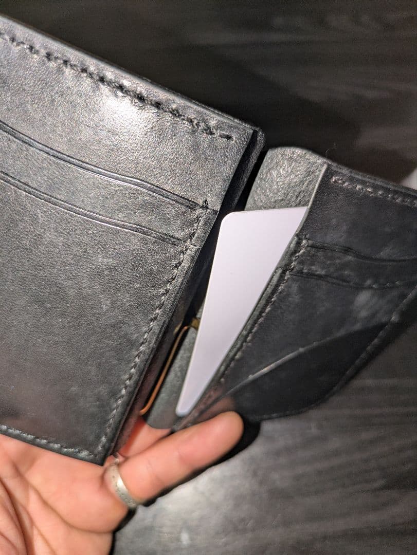 イタリアンレザー マネークリップ式 コンパクトウォレット 総手縫い ハンドメイド