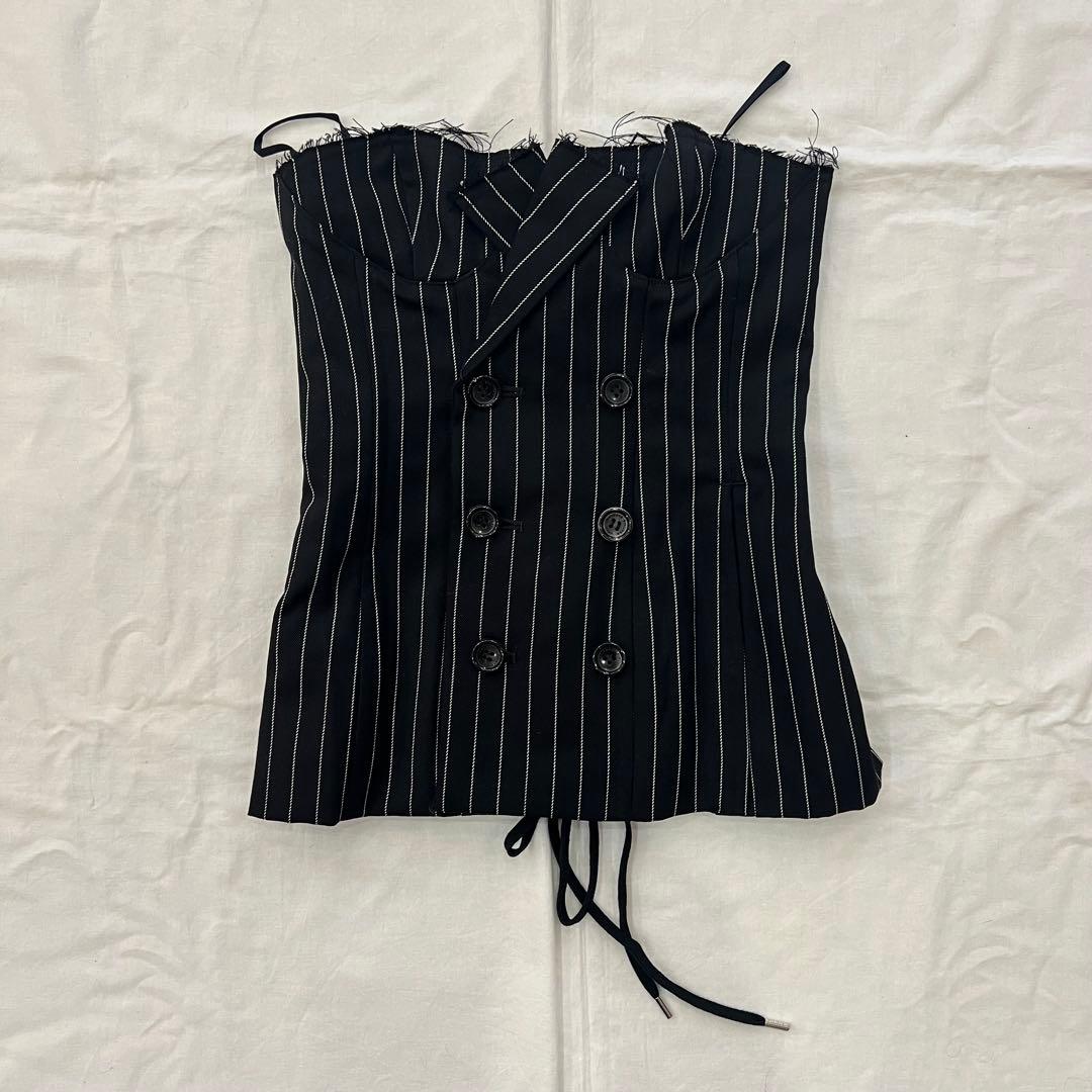 新品 JOHNLAWRENCESULLIVAN ストライプコルセットビスチェ