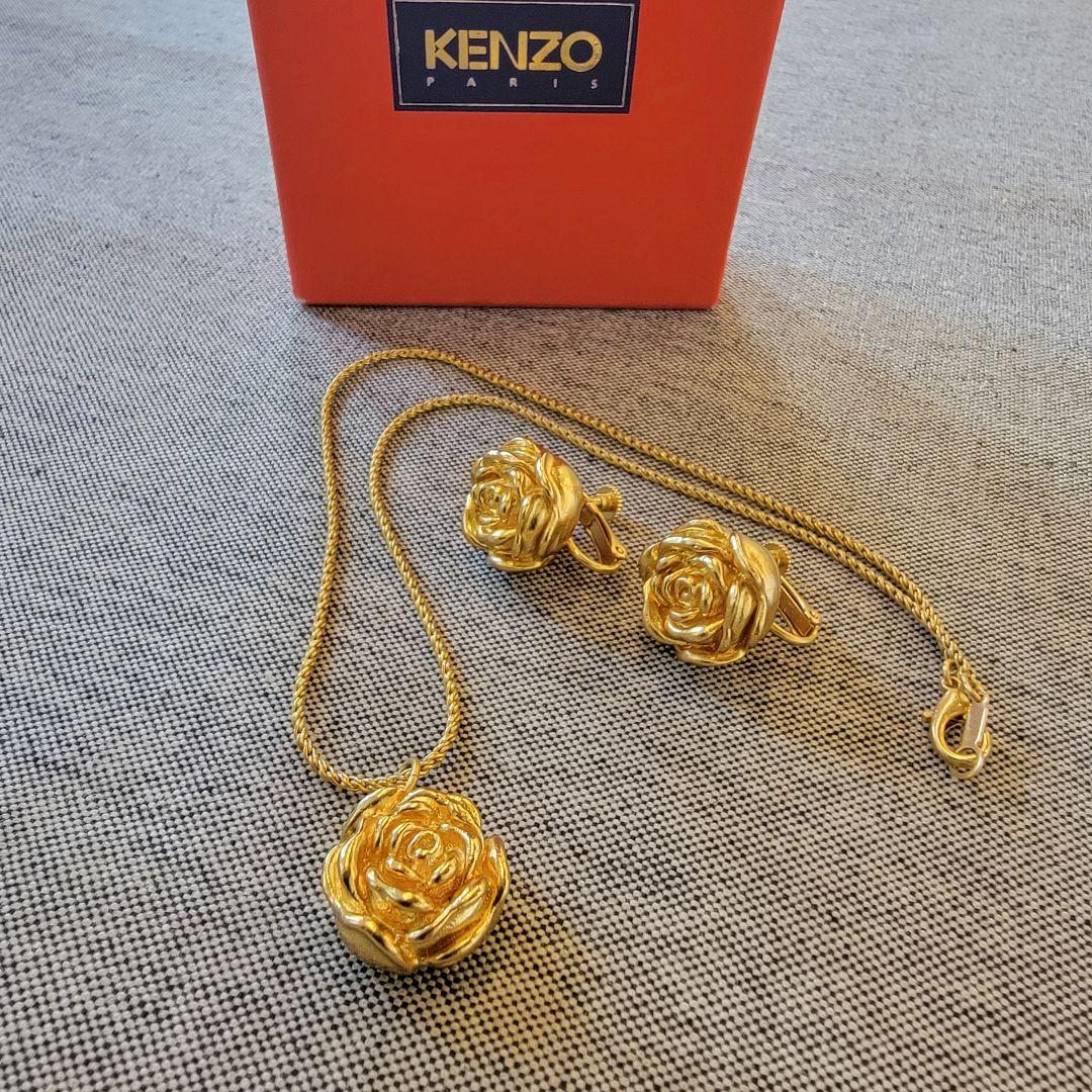 KENZO ケンゾー ヴィンテージ イヤリング ＆ネックレス　フラワー