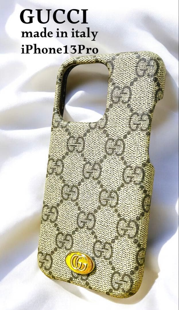 極美品☆グッチ モバイルケース GG シマ iPhone13 Pro