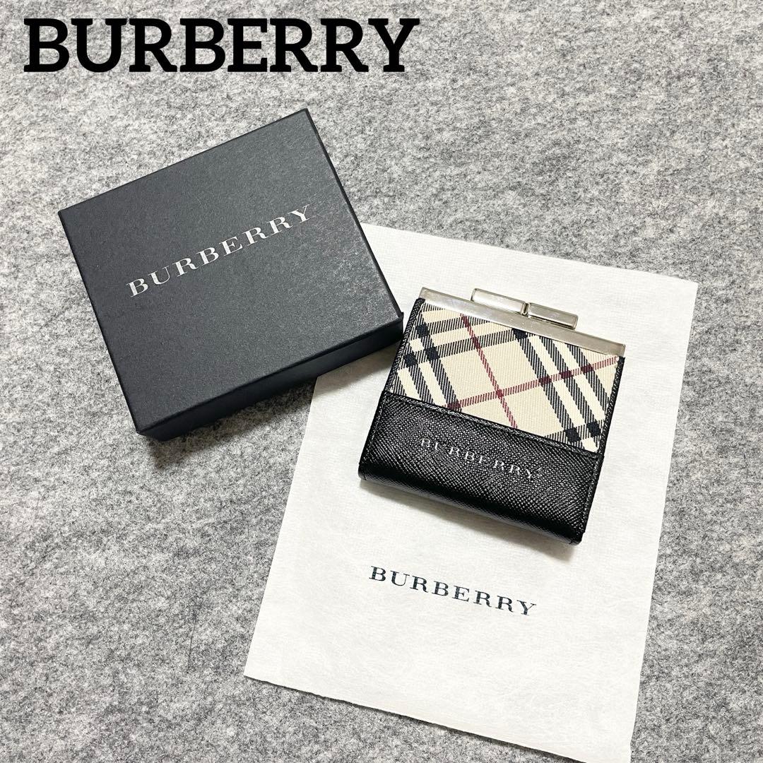 【未使用級】　バーバリー　ケース　小銭入れ　がま口　ノバチェック　ブラック