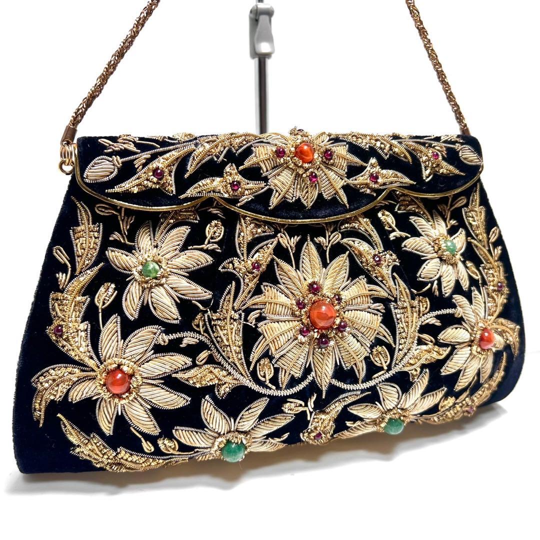 【美品】LUMY はしもと ルミー/皇室御用達/ ハンドバッグ ビーズバッグ