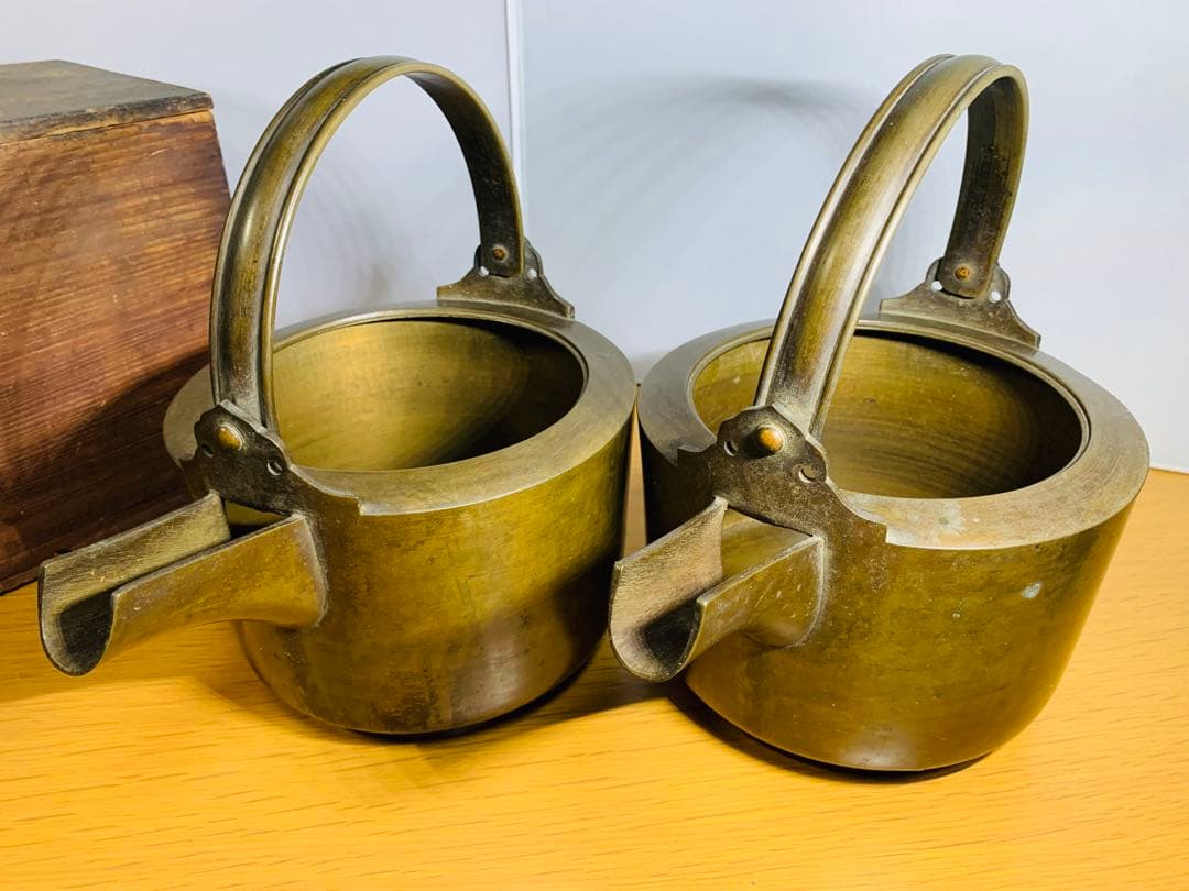 約300年以上前の青銅製 銚子 水注 酒注 江戸時代 正徳 錫 銅 やかん 二つ