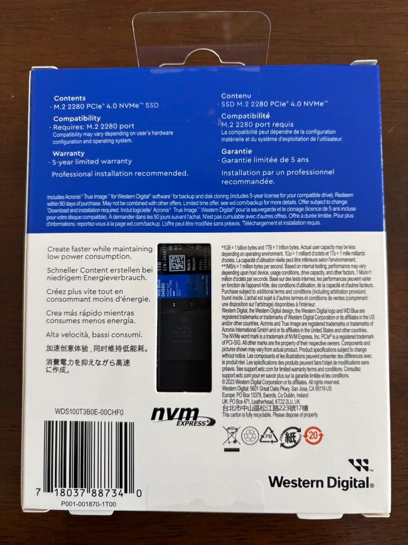 ウエスタンデジタル　WD Blue SN580 1TB SSD M.2 2280