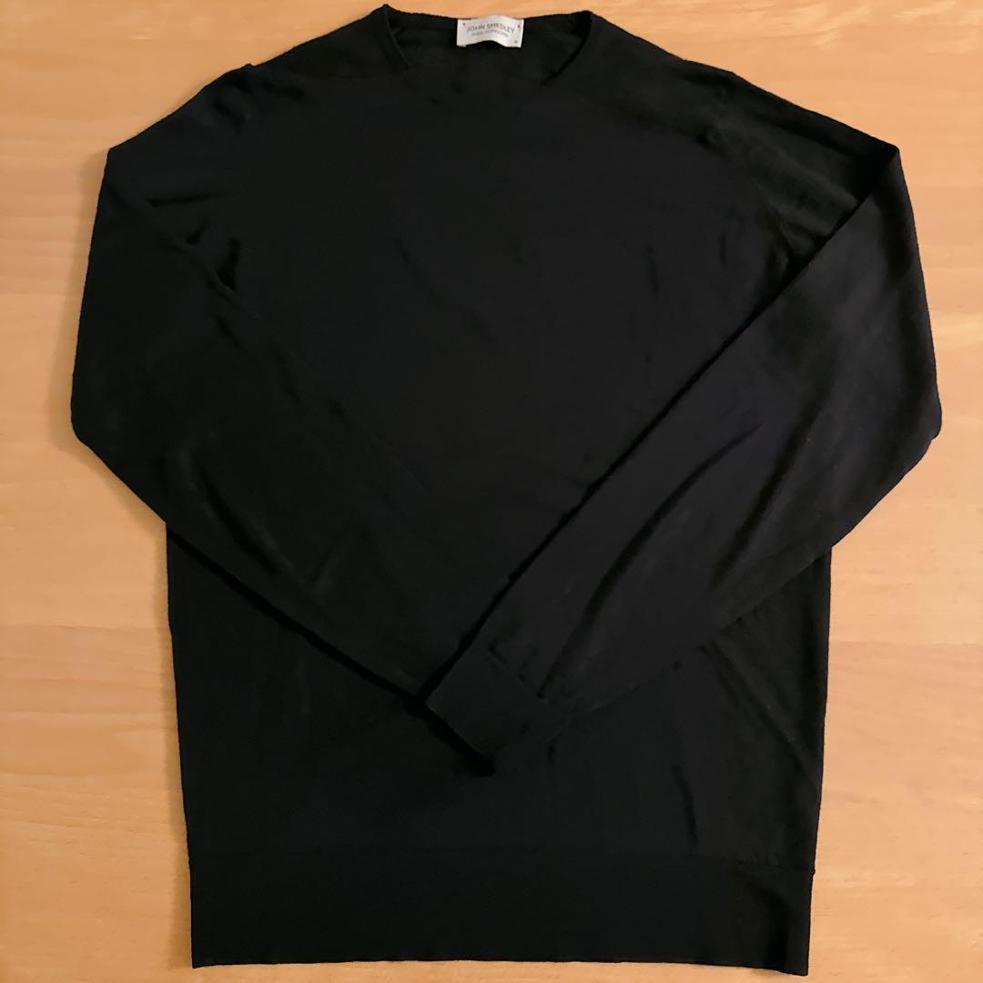 【逸品】ジョンスメドレー ハイゲージエクストラファインウールニット 黒/英国M