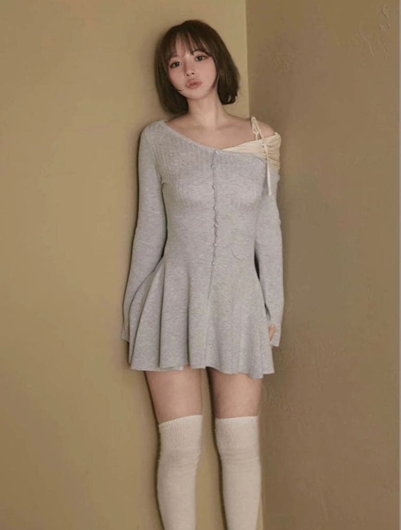 ワンピース andmary Helen knit flare mini dress