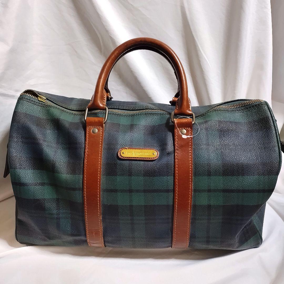 ポロラルフローレン　チェック柄ボストンバッグ　レトロ　RALPH LAUREN