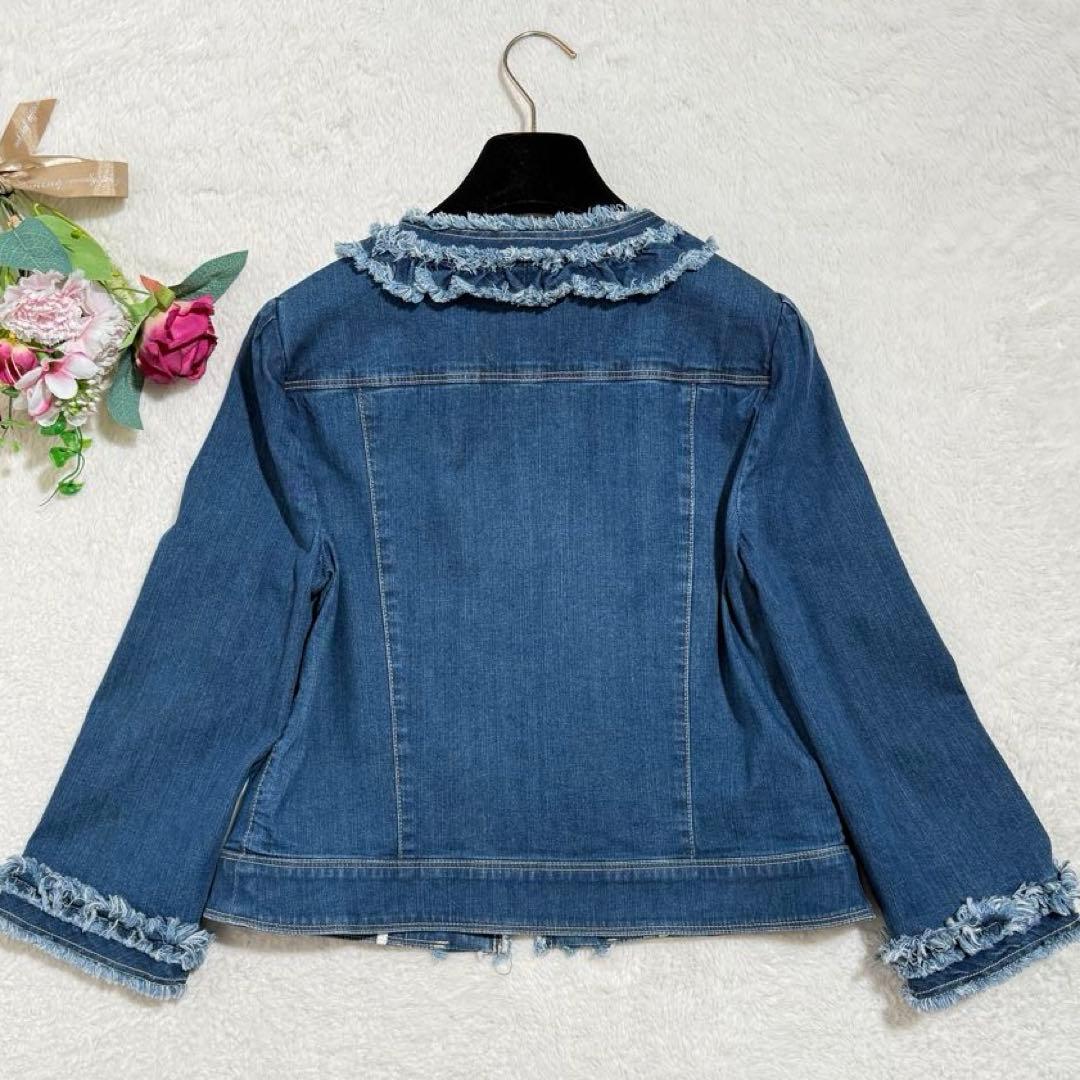 エムズグレイシー ノーカラー デニム ジャケット フリンジ 2024年