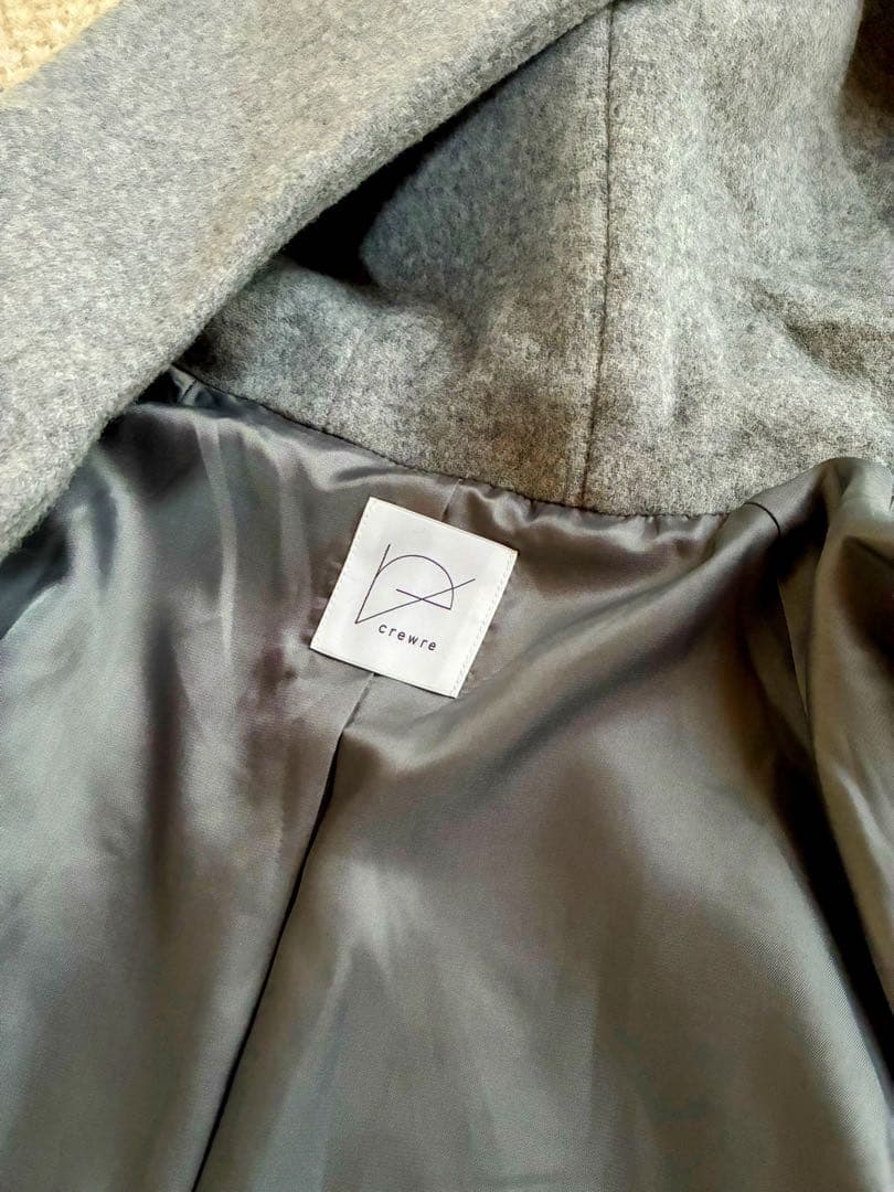 crewreリバーフーデッドミドルコートlight gray2