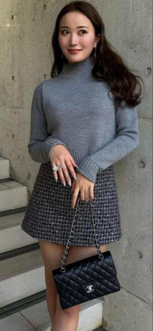 試着のみ美品Sheller holidayツイードキュロットシルバーsize M