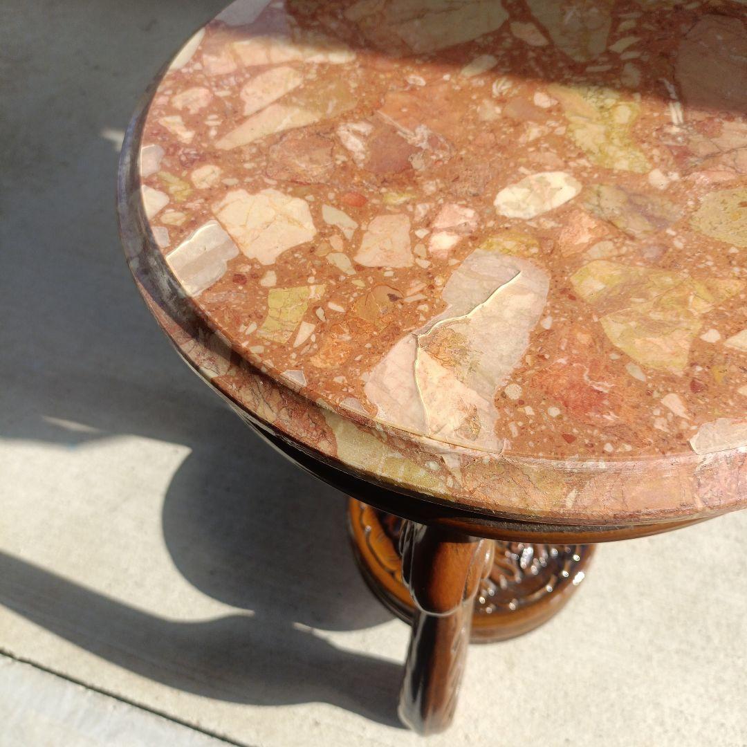 myne　イタリア　猫脚　大理石/オニキス　丸型　花台　サイドテーブル