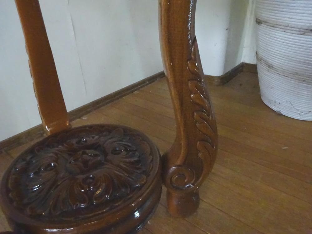 myne　イタリア　猫脚　大理石/オニキス　丸型　花台　サイドテーブル