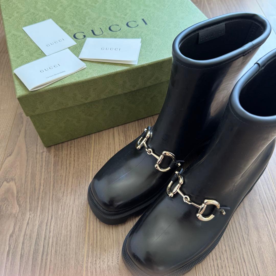 GUCCI 黒 ラバーブーツ　レインブーツ