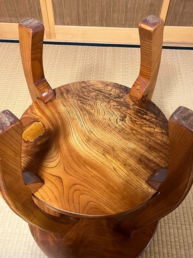 サイドテーブル　2段　丸型　曲木　天然木