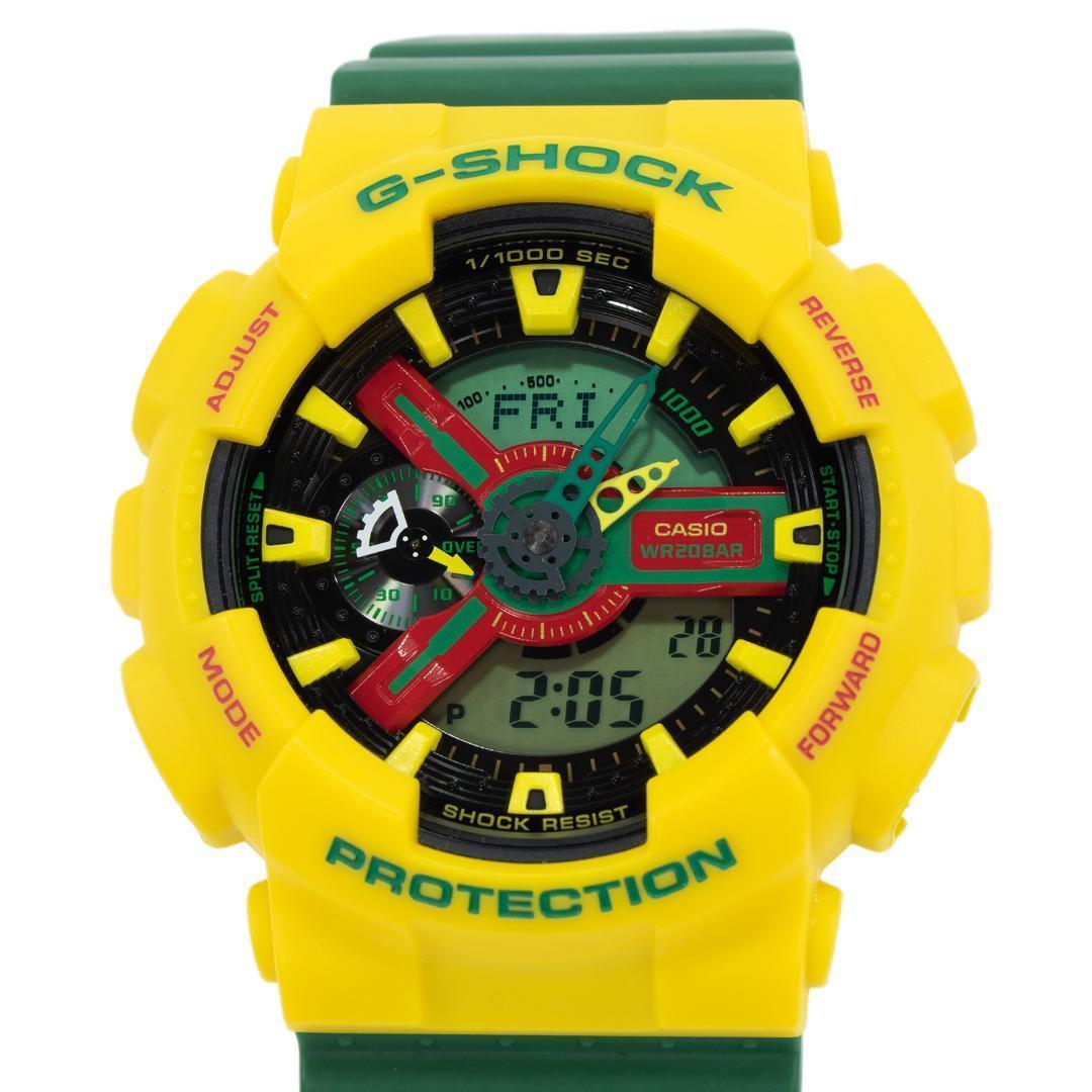 カシオ 腕時計 メンズ Gショック ラスタファリアン 黄色 緑 赤 大型 Y2K