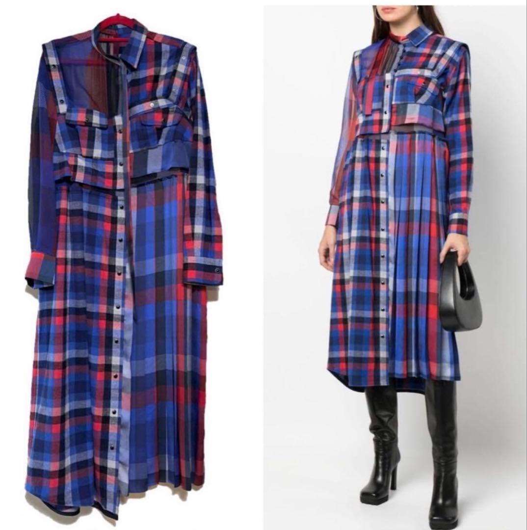 【タグ付】サカイ　sacai チェックシャツワンピース　SIZE2