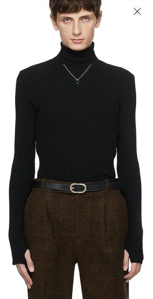 ernest w baker ブラックリブ編み タートルネック セーター ニット