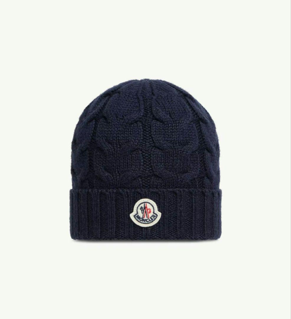 ☆美品☆MONCLER ネイビー ケーブル編み ビーニー