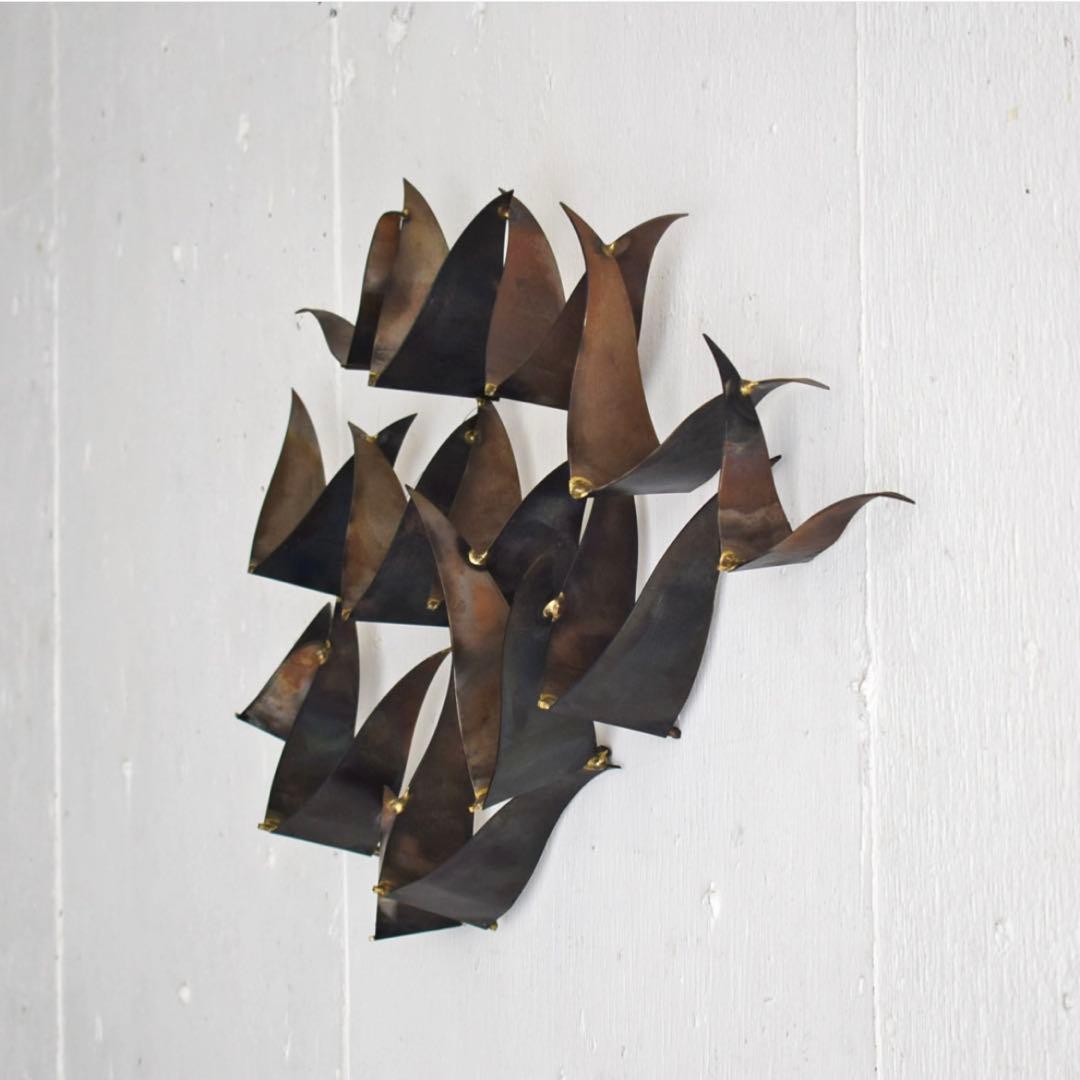 金属製の鳥のオブジェ　アンティーク　壁飾り