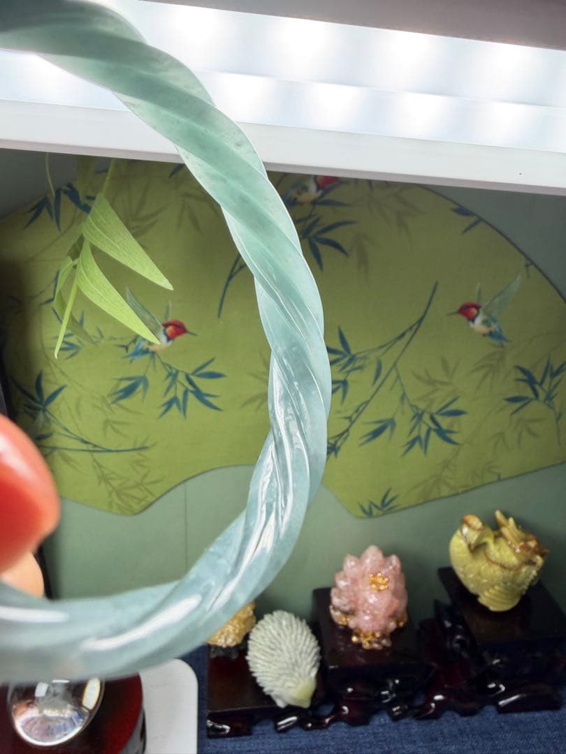 新入荷⭐️天然本翡翠　個性的、氷藍水原色ブルーネジ式バングル　鑑定書付き