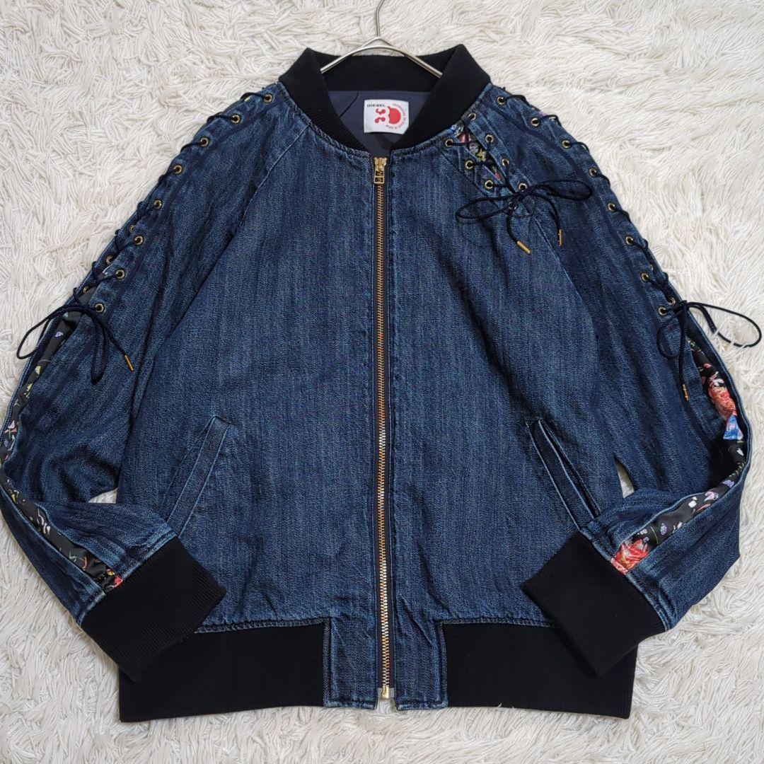 美品 希少30周年記念 M ディーゼル デニムブルゾン レース 花柄 インディゴ