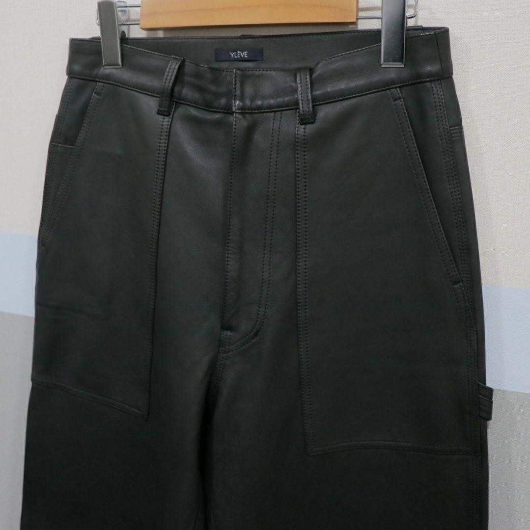 YLEVE SHEEP LEATHER PAINTER PANTS ブラック