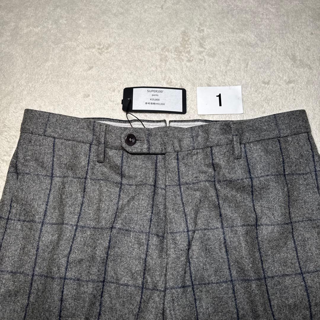 01 新品　タグ付　インコテックス　44 ウール　秋冬物　グレー　チェック