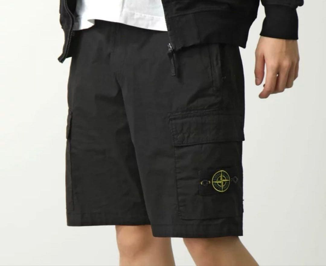 STONE  ブラックカーゴショートパンツ W30