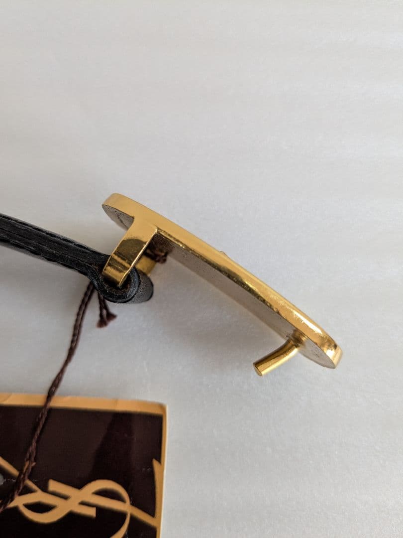 イヴサンローラン ベルト 革 黒 ゴールド ヴィンテージ