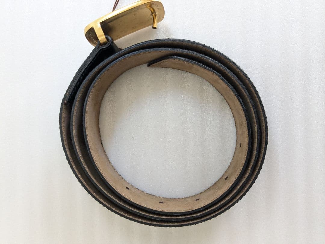 イヴサンローラン ベルト 革 黒 ゴールド ヴィンテージ