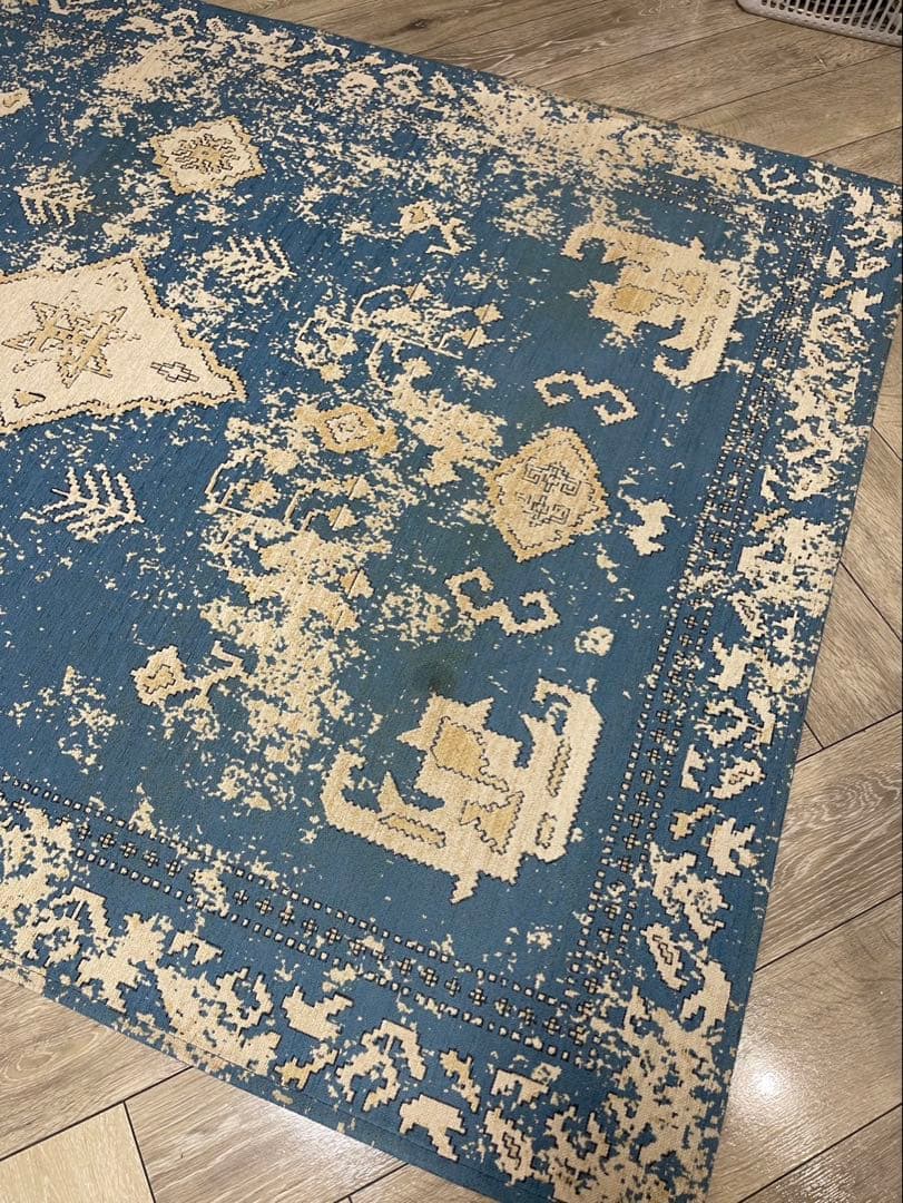 unico ラグ 青 クリーム 200×140（cm） モロッカン ヴィンテージ