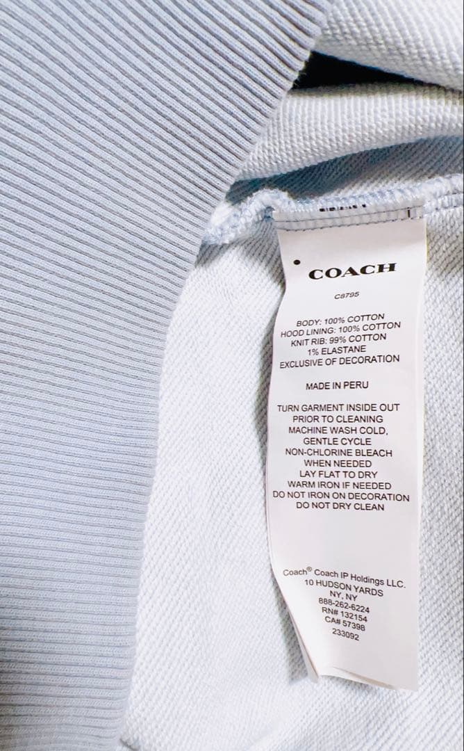 COACH 水色 フード付きパーカー
